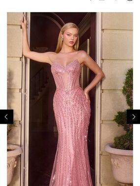 PromGirl Strapless Pink Sequin Mermaid Gown